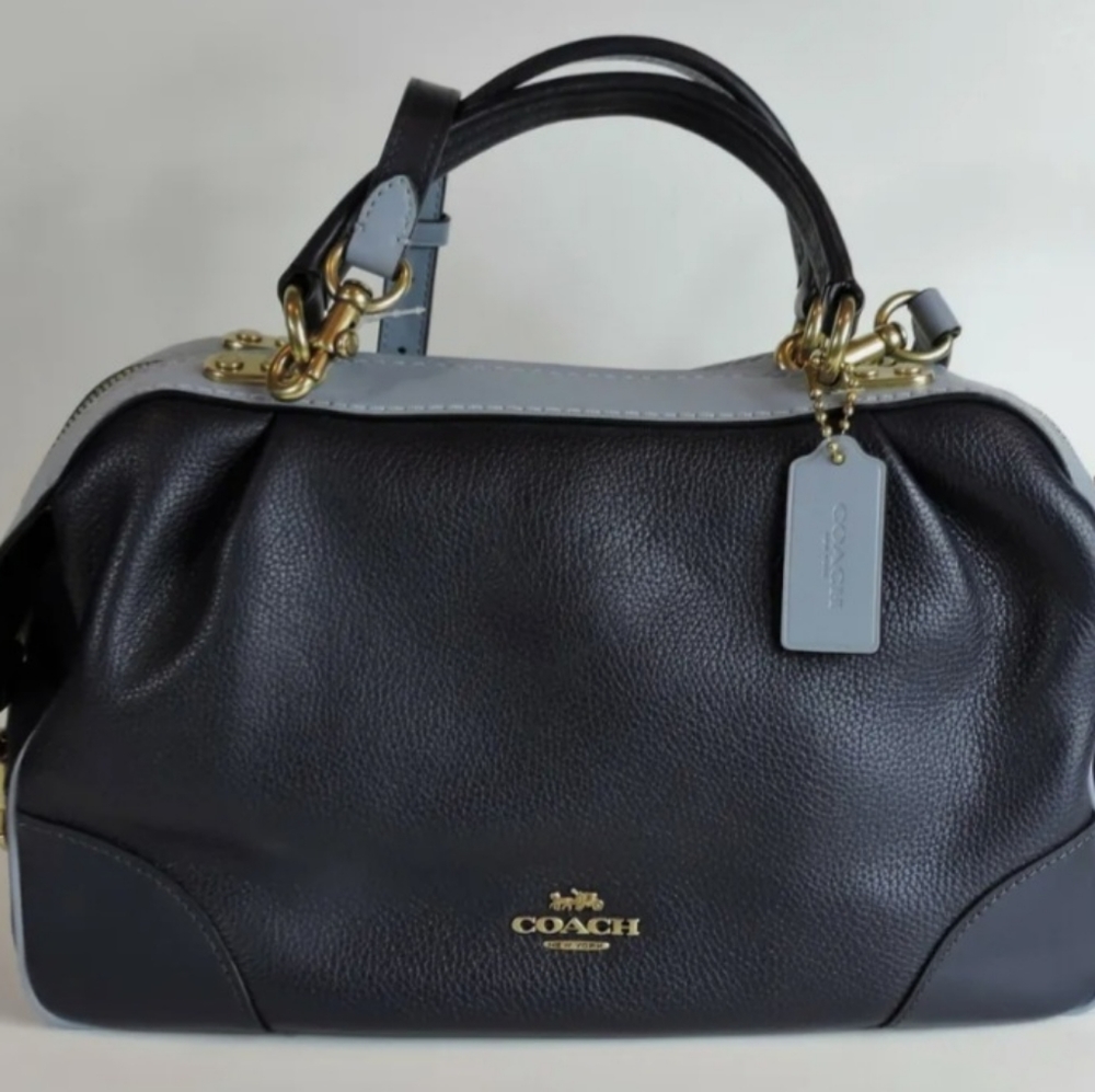 Coach Handbag 73720 Lane Satchel Color Block Ink Multi Bicolor Suede Blue